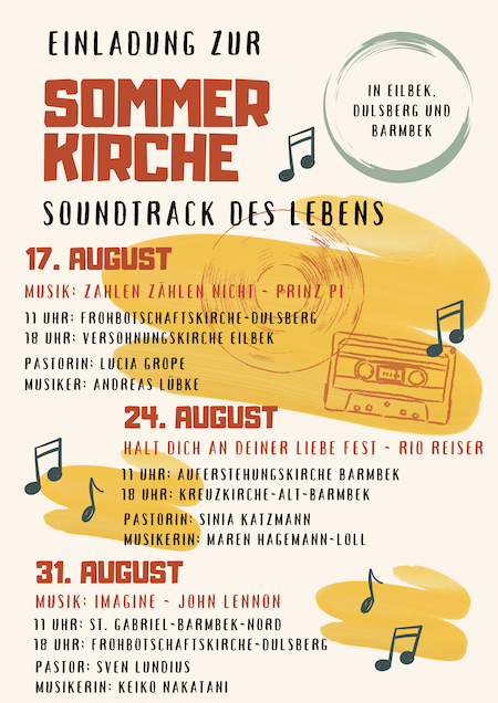 Programm Sommerkirche im Juli und August 2025